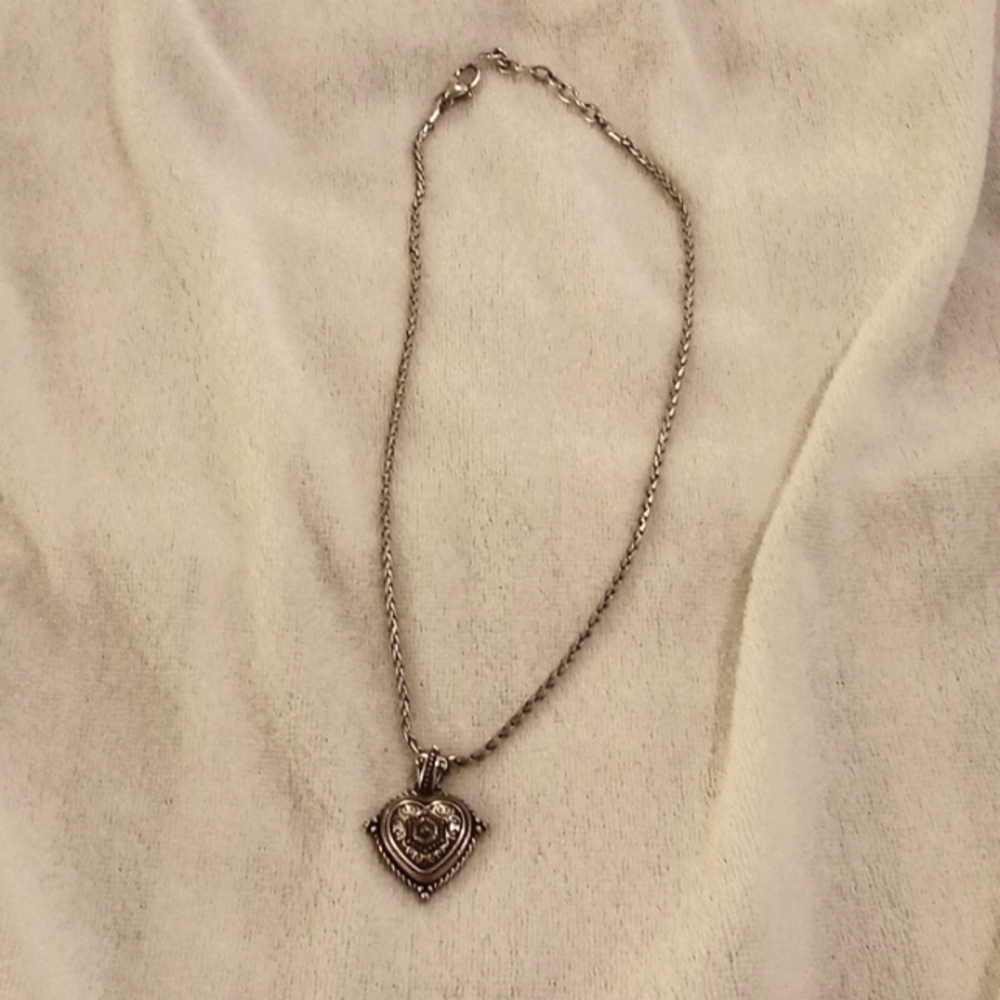 Brighton 18 inch two-tone heart pendant necklace with silver chain